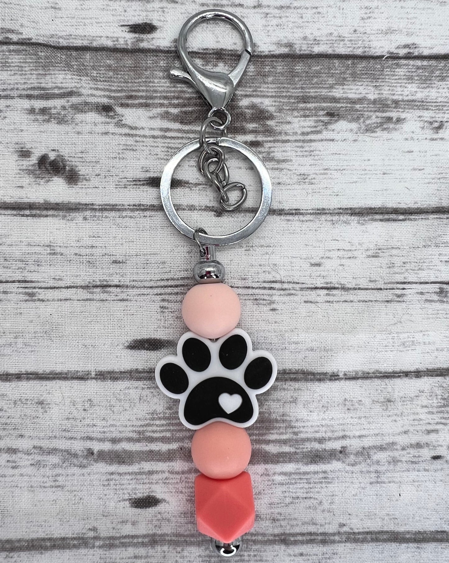 Keychain-Paw Print-White