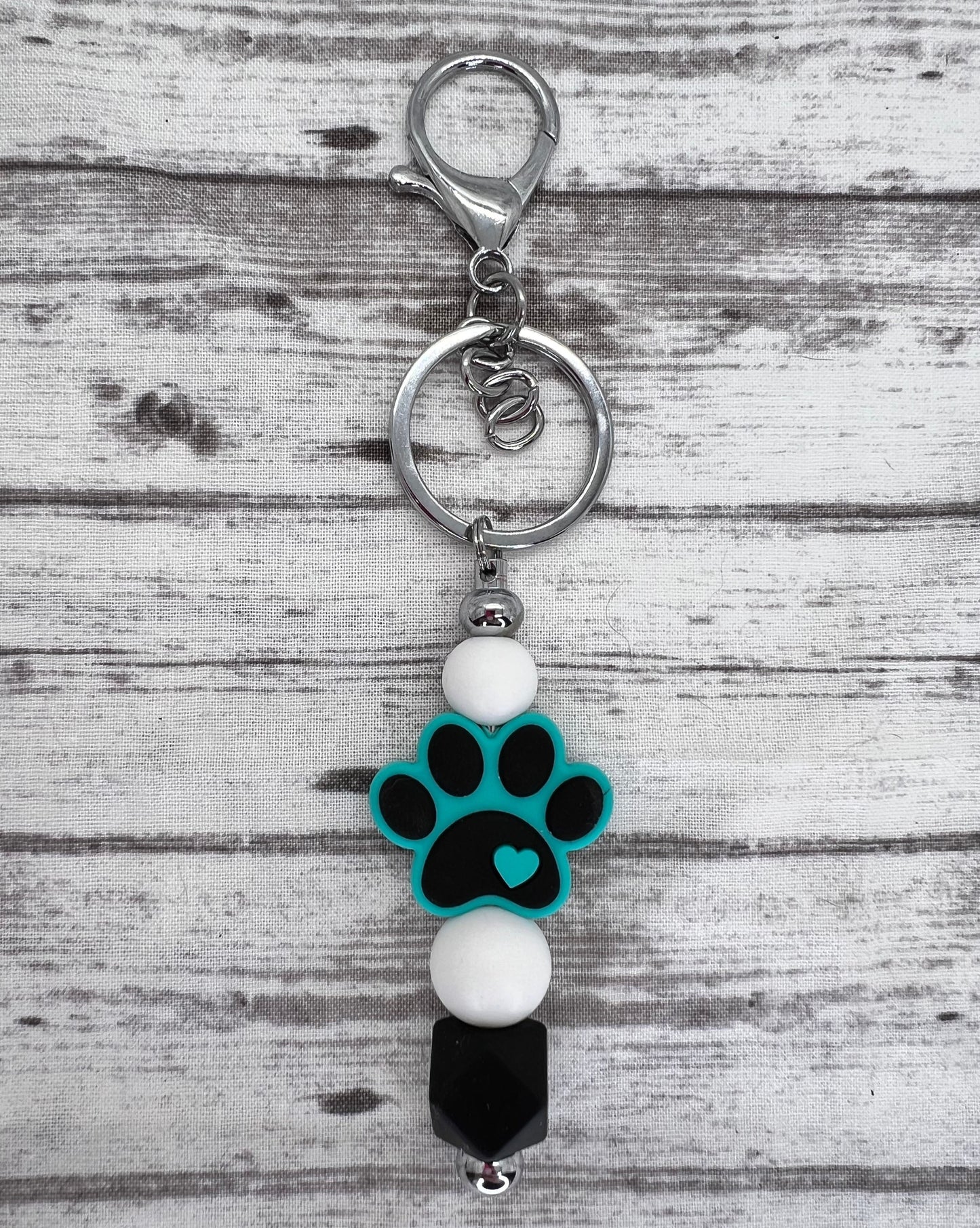 Keychain-Paw Print-Teal