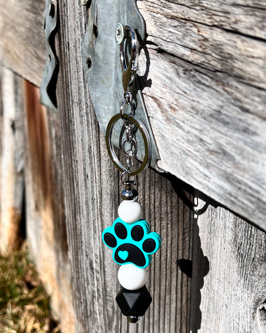 Keychain-Paw Print-Teal