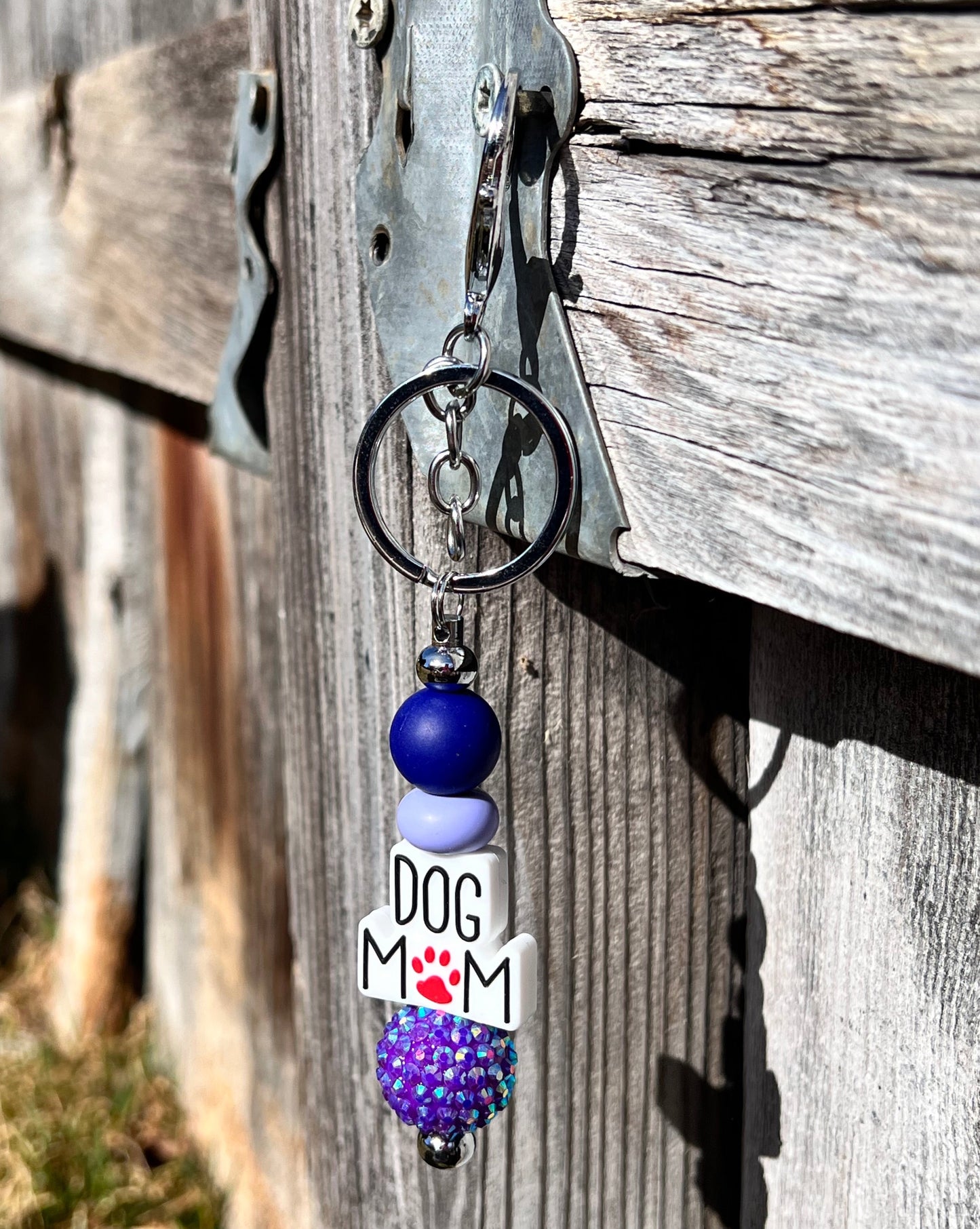 Keychain-Dog Mom Purple